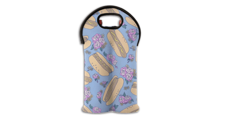 Hot Dog Print Wine Tote Bag