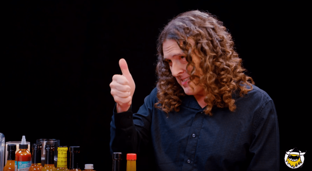 Weird Al Yankovich Twinkie hot dog sandwich